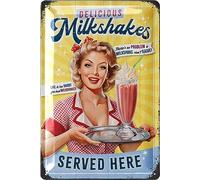 LANOLU Cartel de chapa retro de cocina con diseño vintage de los Estados Unidos, decoración retro americana, para los amantes del batido y cupcakes, 20 x 30 cm
