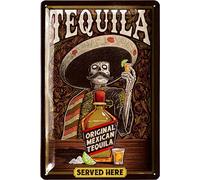 LANOLU Cartel de Chapa Retro para Bar - Decoración Vintage 'Tequila Served Here' - Accesorio de Metal para Sala de Fiesta y Cóctel - Regalo para Amantes del Alcohol