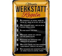 LANOLU Cartel de chapa retro para taller, divertido taller reglas para hombres, reglas importantes para el taller, mecánico de coche, regalo del día del padre, garajes, decoración de metal, 20 x 30 cm