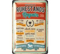 LANOLU Cartel retro de chapa para jubilación para hombres y jubilaciones, regalo decorativo para jubilación y jubilación, divertida idea de regalo para pensiones vintage, cartel de metal 20 x 30 cm