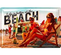 LANOLU Letrero de Chapa Retro Life is Better at the BEACH, decoración de jardín de Surf y Playa, letrero de Piscina y decoración de Piscina, Regalos para autocaravanas, Letrero de Metal Vintage 20x30