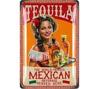 LANOLU Letrero de estaño vintage con tequila, letrero decorativo de metal, 20 x 30 cm