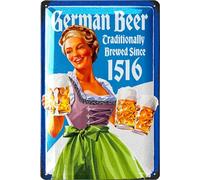 LANOLU Letrero de lata vintage con diseño de cerveza alemana, divertido letrero de metal, 20 x 30 cm