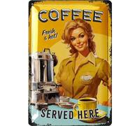 LANOLU Letrero de metal vintage con diseño de café fresco y caliente, divertido letrero de cocina, 12 x 8 pulgadas