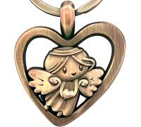 LANOLU Llavero de ángel de la guarda, amuleto de la suerte para coche, con espacio para grabado, regalos para carné de conducir, amuleto de la suerte, Bronce vintage., small, Llavero