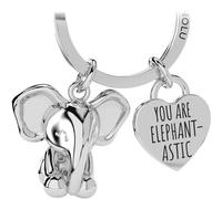 LANOLU Llavero de elefante probóscide, amuleto de la suerte, llavero para pareja y mejor amiga, regalo para pareja, amigo de metal, plata