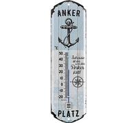 LANOLU Termómetro retro con ancla marítima, decoración para jardín y cocina, 8 x 28 cm