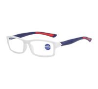 Lanomi Gafas de lectura con filtro de luz azul para hombre y mujer, flexibles, ligeras, ayuda para leer, rectangular, plástico, ayuda visual con intensidad visual, Marco Blanco Patas Azul, medium