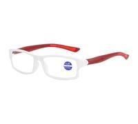 Lanomi Gafas de lectura con filtro de luz azul para hombre y mujer, flexibles, ligeras, ayuda para leer, rectangular, plástico, ayuda visual con intensidad visual, Marco Blanco Piernas Rojas, medium