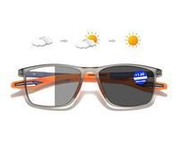 Lanomi Gafas de lectura con filtro de luz azul para mujer y hombre, ayuda de lectura fotocromática, rectangular, flexible, protección UV400, gafas de sol de +1,0 a +4,0, Gris marco naranja brazo (gris