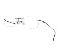 Lanomi Gafas de lectura sin bordes con filtro de luz azul de metal ultraligeras para hombre y mujer, rectangulares, antiluz azul, 1,0, 1,5, 2,0, 2,5, 3,0, 3,5, 4,0, gris, large