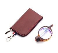 Lanomi Minigafas de lectura redondas para hombre y mujer, filtro de luz azul, ayuda para leer, compactas, plegables, pequeñas gafas con funda de bolsillo, concha de tortuga, small