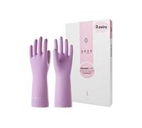 LANON 3 Pares wahoo Guantes Limpieza Hogar, Guantes Reutilizables con Forro Flocado de Algodón, Antideslizantes, Niebla Malva, Talla L