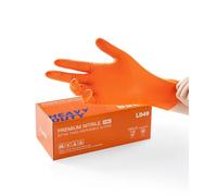 LANON 8 Mil Guantes Nitrilo, Naranja Guantes Desechables, Heavy-Duty, Mecánico, Apto para Alimentos, Sin Látex, Sin Polvo, Totalmente con Textura de Diamante, Talla S