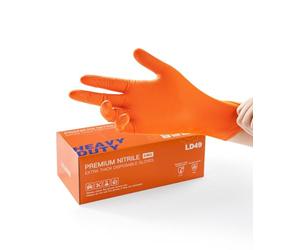LANON 8 Mil Guantes Nitrilo, Naranja Guantes Desechables, Heavy-Duty, Mecánico, Apto para Alimentos, Sin Látex, Sin Polvo, Totalmente con Textura de Diamante, Talla S