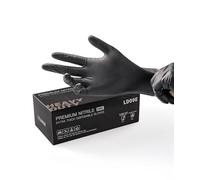 LANON 8 Mil Guantes Nitrilo, Negro Guantes Desechables, Mecánico, Alimentos, Sin Látex, Sin Polvo, Textura de Diamante, Talla S, 100 Piezas