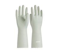 LANON wahoo - Guantes de limpieza respetuosos con la piel, guantes de cocina para lavavajillas con forro flocado de algodón, reutilizables, antideslizantes, verde canario, mediano