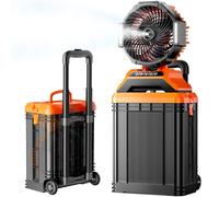 Lanonany Ventilador de niebla portátil de 40000 mAh, 62 horas de funcionamiento máximo recargable con cubo de 15 L, mango retráctil, ventilador de niebla oscilante de gran angular para patios
