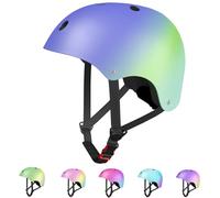 LANOVAGEAR Casco Bici Niño, Casco Bicicleta para Niños de 2-14 años, Cascos Infantiles de Protección para Patines Skate Patinaje Ciclismo Monopatín Scooter Deportes (Azul+Verde+Cian, S)