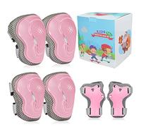 LANOVAGEAR Protecciones Patinaje Infantil Consta de Rodilleras Coderas Muñequeras,es Adecuado para Bicicleta Patinaje Ciclismo Monopatín y Deportes Extremos (Rosa, XS)