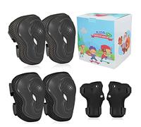 LANOVAGEAR Protecciones Patinaje Infantil Consta de Rodilleras Coderas Muñequeras,es Adecuado para Bicicleta Patinaje Ciclismo Monopatín y Deportes Extremos (S, Negro)