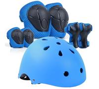 LANOVAGEAR Set de Protección Patinaje, Protección Infantil Consta de Casco Ajustable Rodilleras Coderas para Skate Patinaje Ciclismo Monopatín línea (Azul, S)