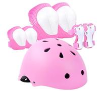 LANOVAGEAR Set de Protección Patinaje, Protección Infantil Consta de Casco Ajustable Rodilleras Coderas para Skate Patinaje Ciclismo Monopatín línea (Rosa, S)