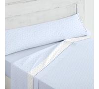 Lanovenanube Juego de sábanas Estela - Cama 80 cm - Azul Lunares, 3 Piezas - 50% Algodón - 50% Poliéster