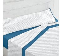 Lanovenanube Juego de sábanas MIA - Cama 80 cm - Color Marino, Incluye sábana Bajera Ajustable, sábana encimera y Funda de Almohada. Tejido Estampado de poliéster y algodón.