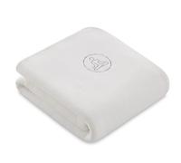 Lanovenanube Manta de Yoga y relajación, Medida 140x220 y Color Marfil, confeccionada en Tejido Polar con Bordado y Acabado de Pespuntes Ganchillo.