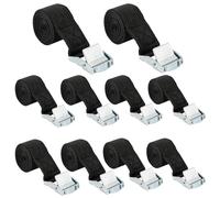 Lanovuto 10 Piezas Cinchas de Amarre 25 mm x 1 m, Pequeñas Eslingas de Amarre, Correa de Amarre con Hebilla, para Bicicleta, Coche, Moto, Equipaje (Negro)
