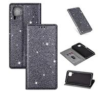 Lanpangzi Compatible con Funda Huawei P20 Lite Brillante Glitter Carcasa PU Cuero Flip Billetera Case con Cierre Magnético Anti-Golpes Cover - Gris