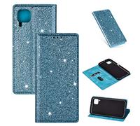 Lanpangzi Compatible con Funda Huawei P30 Pro Brillante Glitter Carcasa PU Cuero Flip Billetera Case con Cierre Magnético Anti-Golpes Cover - Azul