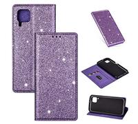Lanpangzi Compatible con Funda iPhone 11 Brillante Glitter Carcasa PU Cuero Flip Billetera Case con Cierre Magnético Anti-Golpes Cover - Púrpura