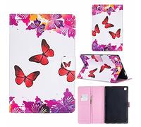 Lanpangzi TTNAO Funda para Samsung Galaxy Tab A7 10.4 2020 SM-T500/T505/T507Cuero PU Premium Carcasa Activación/suspensión automática Ranuras Diseño，Anti-rasguños Case,Tres Mariposas Rojas y Negras