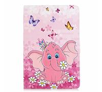 Lanpangzi TTNAO Funda para Samsung Galaxy Tab S4 10.5 2018 SM-T830/T835Cuero PU Premium Carcasa Activación/suspensión automática Ranuras Diseño，Anti-rasguños Case,Mariposa Elefante Rosa