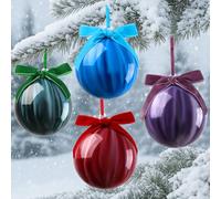 Lanpn 4 Pzas Bolas de Navidad de Cristal Grandes, 10 cm Bola Árbol Navideñas Exterior, XXL Bolas de Vaso de Mármol, Esferas Adornos Navidad Colgante para Patios Jardines Fiestas, Vistoso