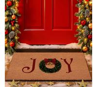 Lanpn 60x90cm Felpudo de Navidad Coco, Bola de Navidad Grande Antideslizante de Goma Exterior Entrada Casa Natural Coco Felpudo Delante Puerta Decoraciones para Decoración Navidad Invernal (Marrón)