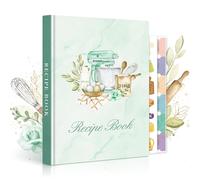 Lanpn A5 Libro de Recetas Para 70 Recetas, Mi Cuaderno Recetas Tapa Dura, Recetario de Cocina para Escribir, Recipe Journal Book, Libretas para Recetas de Cocina en Blanco, Verde, Inglés