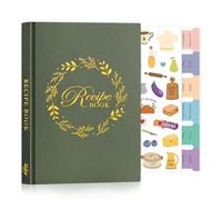 Lanpn A5 Libro de Recetas Tapa Dura Para 70 Recetas, Mi Cuaderno Recetas, Recetario de Cocina para Escribir, Recipe Journal Book, Libretas para Recetas de Cocina en Blanco, Verde, Inglés