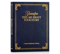 Lanpn Abuelo Cuentame la Historia de Tu Vida, Diario Abuelos Cuéntame tu Historia con 270+ Preguntas, Grandpa Life Sroty Journal, Día de la Padre Cumpleaños Navidad Regalo, Azul, Inglés
