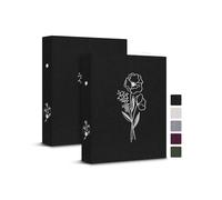 Lanpn Aesthetic - Carpeta A6 de 6 anillas, 2 paquetes, tapa dura de lino, pequeños anillos redondos, para tarjetas fotográficas, planificador para papel A6 para oficina, escuela, colecciones de