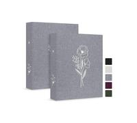 Lanpn Aesthetic - Carpeta A6 de 6 anillas, 2 paquetes, tapa dura de lino, pequeños anillos redondos, para tarjetas fotográficas, planificador para papel A6 para oficina, escuela, colecciones de diario