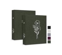 Lanpn Aesthetic - Carpeta A6 de 6 anillas, 2 paquetes, tapa dura de lino, pequeños anillos redondos, para tarjetas fotográficas, planificador para papel A6 para oficina, escuela, colecciones de diario