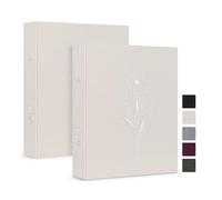 Lanpn Aesthetic - Carpeta de 2 anillas tamaño A5, 2 paquetes, tapa dura de lino, pequeños anillos redondos para tarjetas fotográficas, planificador para papel A5 para oficina, escuela, revistas