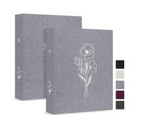 Lanpn Aesthetic - Carpeta de 2 anillas tamaño A5, 2 paquetes, tapa dura de lino, pequeños anillos redondos carpeta portadora de tarjetas fotográficas, planificador para papel A5 para oficina, escuela