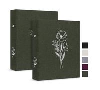 Lanpn Aesthetic - Carpeta de 2 anillas tamaño A5, 2 paquetes, tapa dura de lino, pequeños anillos redondos para tarjetas fotográficas, planificador para papel A5 para oficina, escuela, revistas