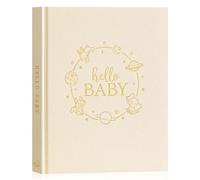 Lanpn Album Bebe Primer 5 Año para Niña Niño, Libro Recuerdos Bebé para Pegar Fotos y Escribir, Hello Baby Libros Cuaderno Diario Álbum Fotos Bebe Regalo Recién Nacido (Beige,154 Páginas, Inglés)