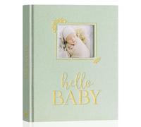 Lanpn Album Bebe Primer 5 Año para Niña Niño, Libro Recuerdos Bebé para Pegar Fotos y Escribir, Hello Baby Libros Cuaderno Diario Álbum Fotos Bébé Regalo Recién Nacido (Verde,154 Páginas, Inglés)