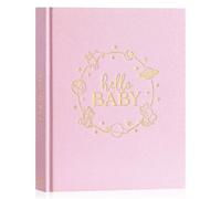 Lanpn Album Bebe Primer 5 Año para Niña Niño, Libro Recuerdos Bebé para Pegar Fotos y Escribir, Hello Baby Libros Cuaderno Diario Álbum Fotos Bebe Regalo Recién Nacido (Rosa,154 Páginas, Inglés)